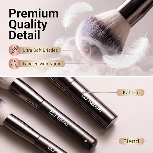 Professional Makeup Brush Set BS-MALL with Travel Case, 20PCS Synthetic Makeup Brushes for Foundation, Conce aler, Blush, Powder & Eyeshadow, Labeled Face Eye Brushes for Beginners, Makeup Artists - Image 6