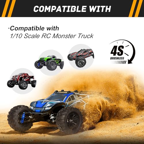 4Pcs 2.8 Preglued Mounted OD 125mm 1/10 RC Truck Tires and Wheels 12mm Hex Hubs for Traxxas Stampede Rustler VXL 4x4 2WD Redcat Volcano EPX Pro Exceed Infinitive