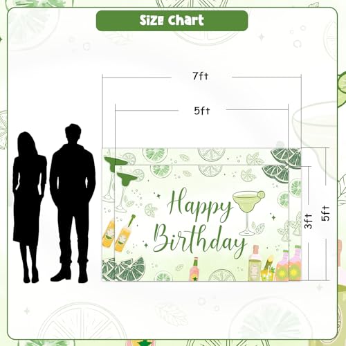 Image of Margarita Party Decorations Women, 5x3ft Margarita Happy Birthday Backdrop Banner Cocktail Weenies and Tinies Party Photo Background Props for Margarita Bar Birthday