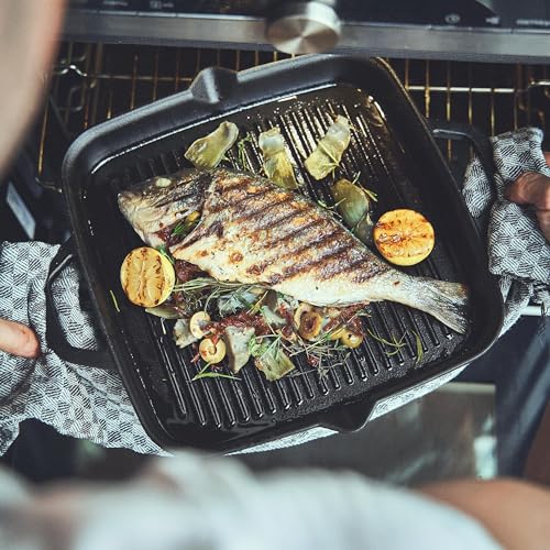 BURNHARD® Gusseisen Grillpfanne 30 cm, Pre-Seasoned, für Gasgrill & Herd – Ansicht 8