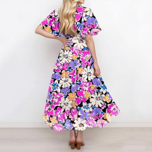 Spring Summer Chiffon Midi Dresses for Women 2025 Elegant Classy Wedding Guest Floral Formal Cocktail Prom Dress