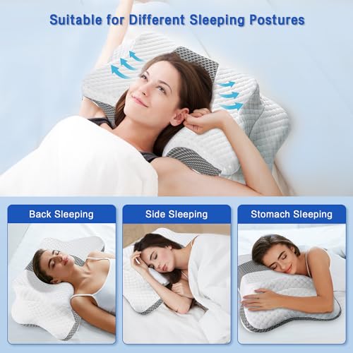 Adjustable Ergonomic Cervical Pillow for Neck Support - Memory Foam Contour Pillow for All Sleepers