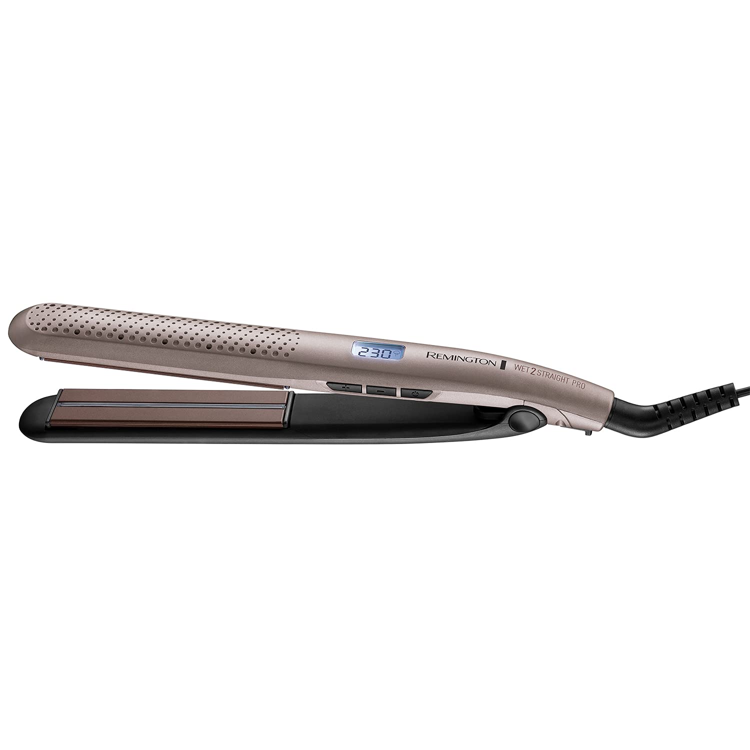 Remington Wet2Straight Pro Hair Straightener - Excl Venting System removes excess water - no need to blow dry. - Moisture sensor- adjusts the temperature of the plates each pass, Up to 230°C, S7970Remington Wet2Straight Pro Hair Straightener - Ex…