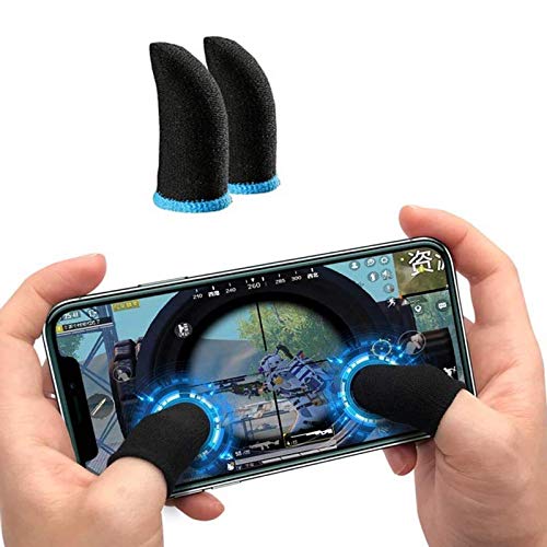 CROGIE Call of Duty Mobile Game Finger Sleeve Controller,Touch Screen Finger Sleeve, Breathable Anti-Sweat Sensitive Shoot and Aim Keys for Rules of Survival/Free Fire/Knives Out for Android (Blue)
