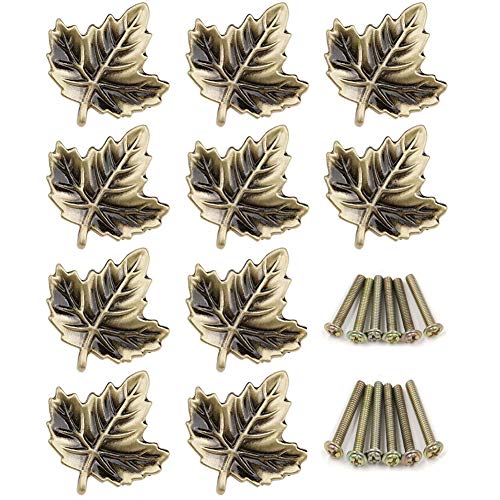 JfwuHap 10Pcs Bronze Maple Leaf knobs Farmhouse Style Decorative Mini ...