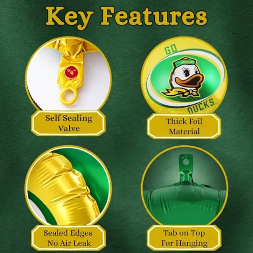Image of University of Oregon Balloons 3 Pack-2-sided Ducks Mylar Ballons-Havercamp | Set of 3 double-sided Oregon Ducks mylar balloons, perfect for game days, graduations, birthdays, and fan celebrations.
