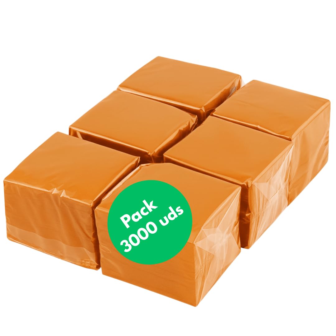 Lot de 600 serviettes en papier jetables pour cocktail - 20 x 20 cm - Petites et individuelles - Idéales pour l'hôtellerie (3000, orange)