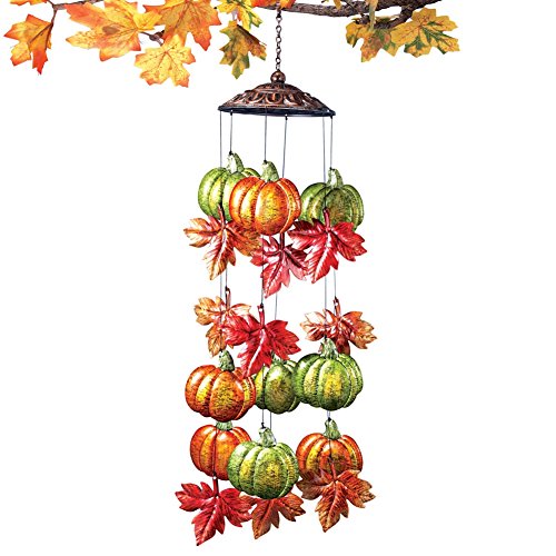 Metallic Autumn Leaves and Pumpkins Windchime