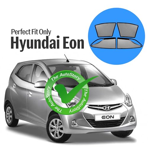 Image of AutoStory Magnetic Car Sunshade for Hyundai Eon | Front Half Cut for Mirror Visibility + Rear Full Coverage with Zipper | Heavy Heat & UV Protection | Privacy Side Window Curtains Shades