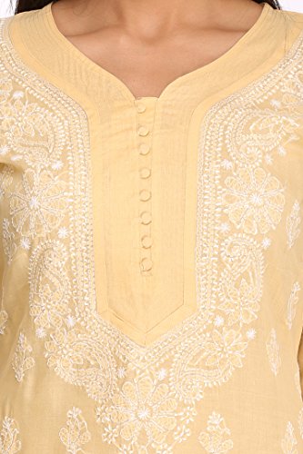 Image of Ada Hand Embroidered Lucknowi Chikankari Cotton Kurta for Women A252866
