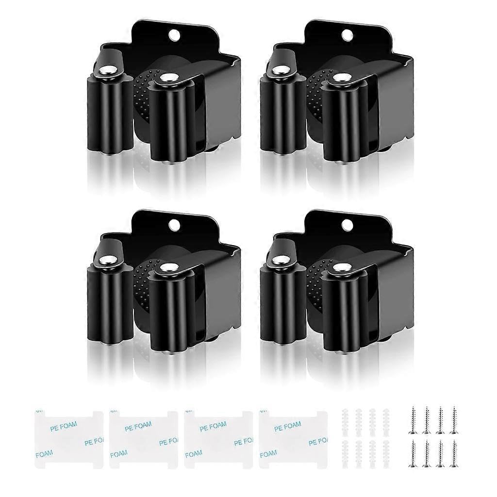 JOYHAPPST Pack of4 Stainless Steel Broom Holder Wall Mount Broom Hanger Wall Organizer Multifunctional Storage Hook Space Saving