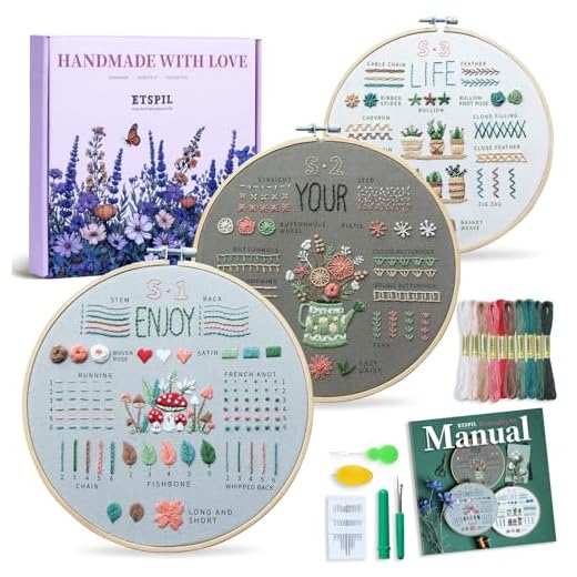 ETSPIL 3-Pack Embroidery Kit for Beginners