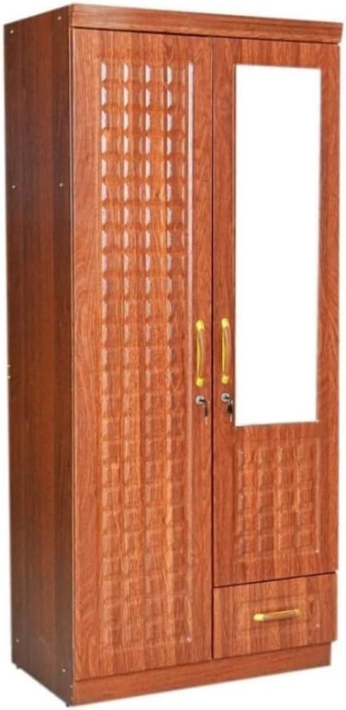 Furniture4Us 2 Door Wooden Wardrobe,Cabinet,Cupboard Of Engineered Wood With One drawer Drawer Perfect Modern Stylish Heavy Duty (Cherry)