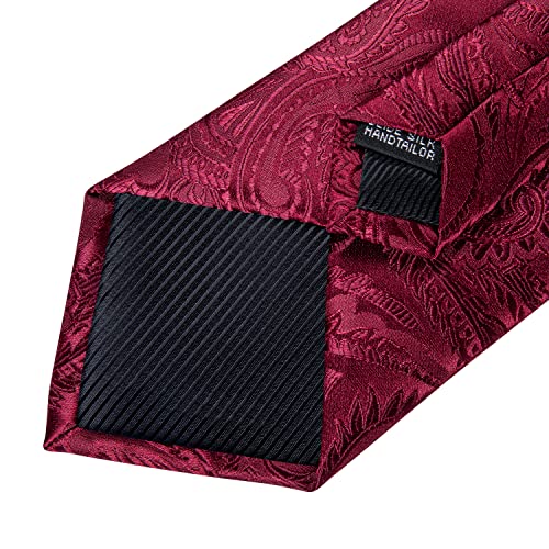 Image of DiBanGu Extra Long Tie for Men 63 inch XL Silk Necktie Set | Pocket Square and Cufflinks, Big and Tall, Jacquard Woven, Gift Box, Paisley /Plaid /Solid /Striped, for Weddinng Party Business