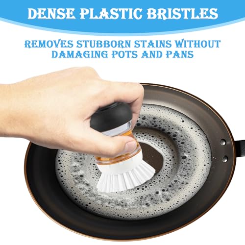 Image of 6 Pcs Palm Brush for OXO Dish Brush Refill Head, Replacement Scrubbrush Compatible with OXO Steel Soap Dispensing Palm Refills, Kitchen Scrub for Cleaning, Dish Scrubber Replacement (Round)