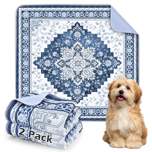 Image of INVENHO 2PACK Washable Pee Pads for Dogs, Reusable Dog Pads Upgrade Non-Slip Dog Pee Pads Heavy Absorbency Puppy Pee Pads Quick Dry Whelping Pads /Waterproof Puppy Training Pad