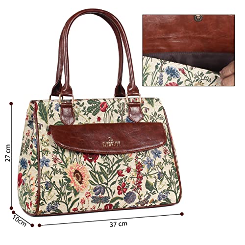 THE-CLOWNFISH-Prudence-Handbag-For-Women-Office-Bag-Ladies-Shoulder-Bag-Tote-College-Girls-With-Front-Flap-Pocket-Flax-Beige