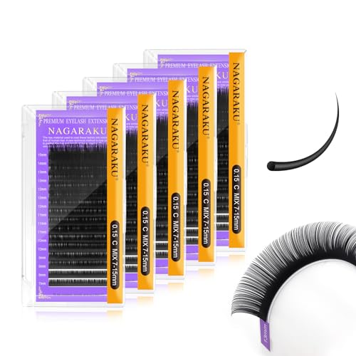 NAGARAKU Classic Individual Lashes 0.15 C 7-15mm Mix 5 Trays For Classic