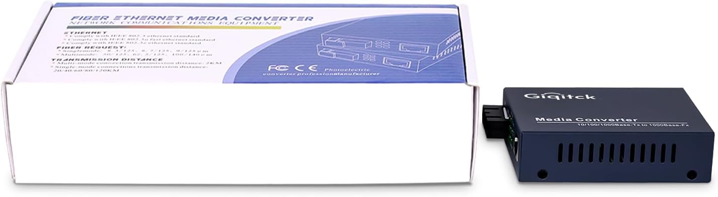 A Pair Ethernet Media Converter, 1.25G Multimode Dual SC Fiber Gigabit Media Converter,1x RJ45 Port and 1x SFP Port, 10/100/1000Base-Tx to 1000Base-SX (850nm, 550m)