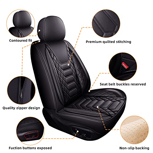 Image of FREESOO Universal Front Seat Covers Leather Airbag Compatible Black