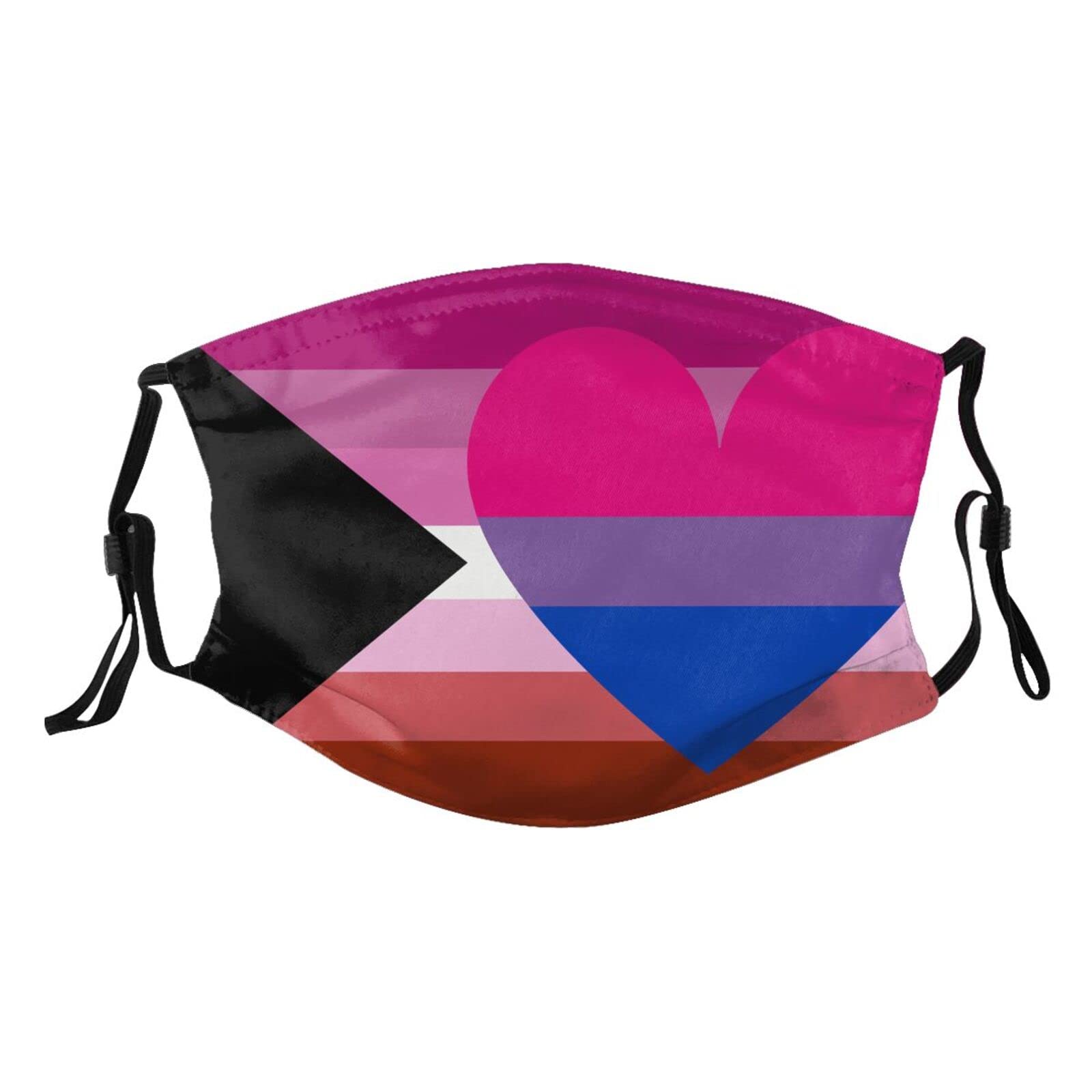 Demi-Lesbian Biromantic Pride Flag Mask Protect Respiratory System Breathe with Peace of Mind Black