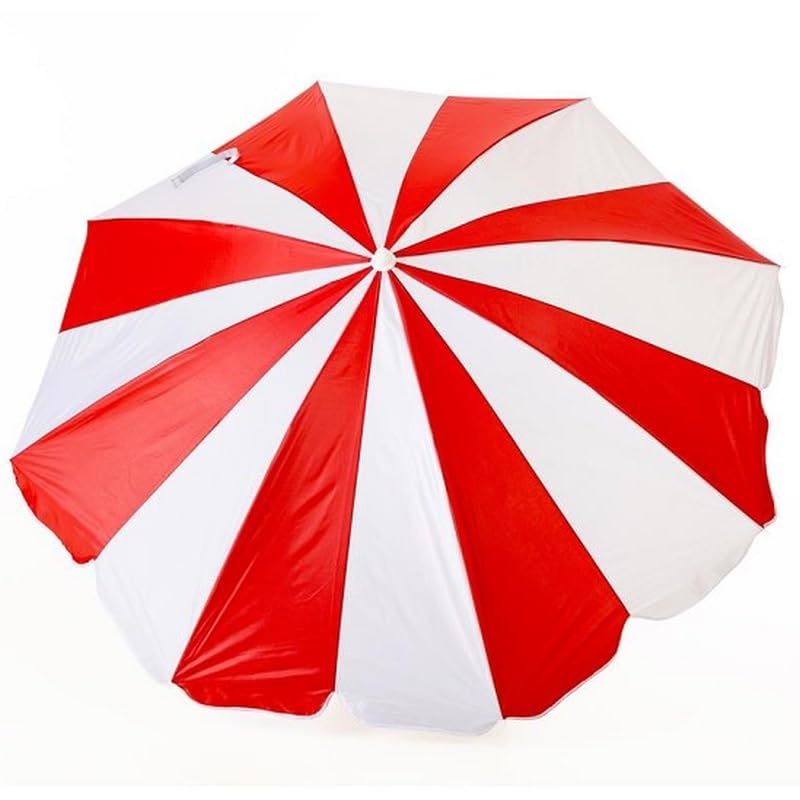 Creaciones Llopis Sombrilla Playa Protección UV 50+, 8 Varillas y 16 Paneles (Rojo Rayas, 200 cm.)