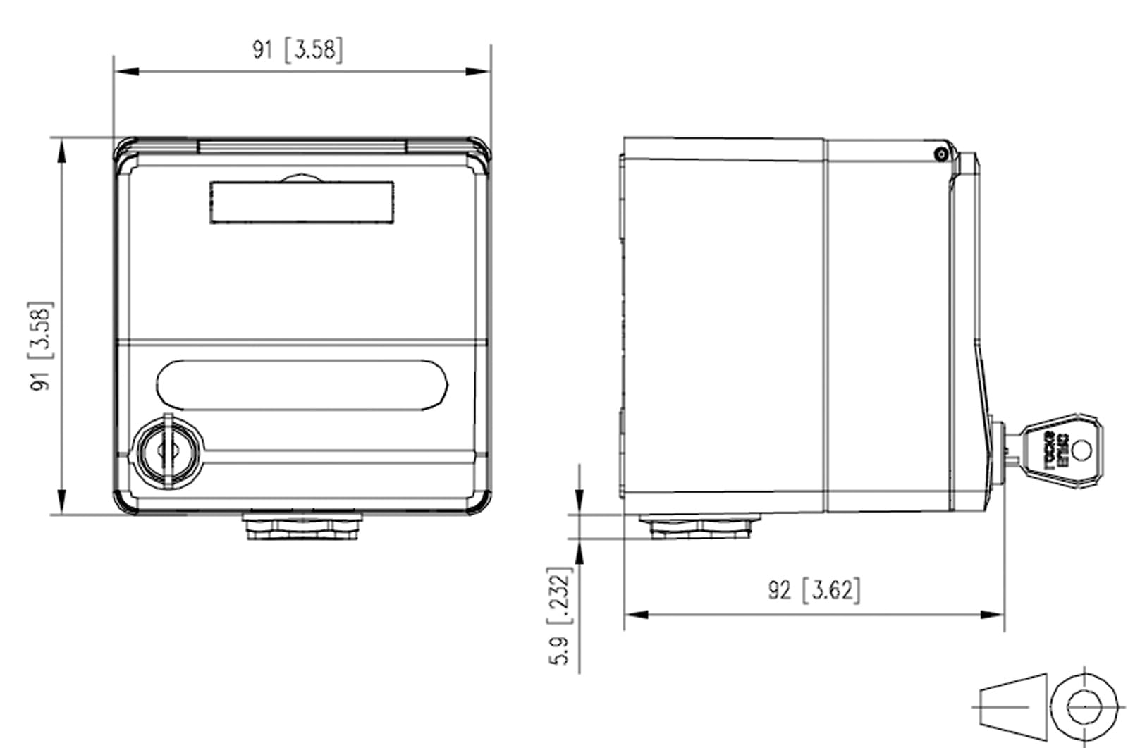 METZ CONNECT IP44 Modul-Aufputz-Gehäuse, Klappdeckel+Schloss, 2Ports unbestückt, grau