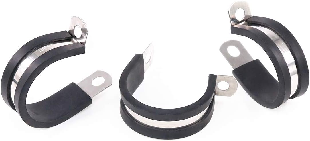Keadic 20Pcs 1-1/4 Inch (32mm) Rubber Cushioned Insulated Clamps Stainless Steel, Metal Clamp, Tube Holder for Tube, Pipe or Wire Cord Installation