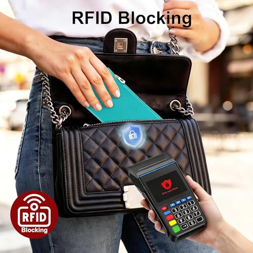 Image of Tipmile Slim Wallet for Women, RFID Blocking Credit Card Holder | Thin Compact Bifold Wallet with Zipper, Ladies Gift