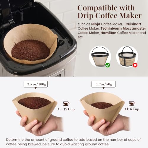 Image of Clinuse 300Pcs #4 Cone Coffee Filters 8-12 Cup Compatible with Ninja Maker