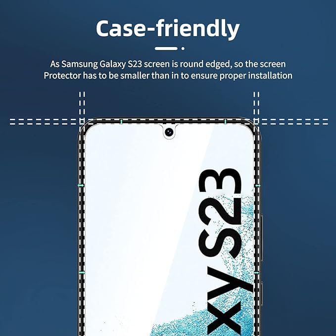 Image of Military Grade compatible with Samsung Galaxy S23 5G Tempered Glass screen protector guard | Scratch Resistance | 9H Hardness | Edge-to-Edge Protection | Easy Installation Kit