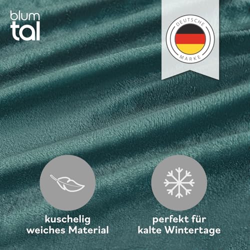 Blumtal Spannbettlaken Cashmere Touch 120x200cm Plüsch - Oeko-TEX zert. Bettlaken - Mikrofaser Spannbettlaken weich Winter 120x200cm Petrol – Ansicht 2