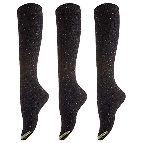 Lovely Annie Women's 3 Pairs Cute High Knee Cotton Socks, Cozy Fluffy Fancy with a Wide Color and Size Range Size 6-9 A158212(Black)