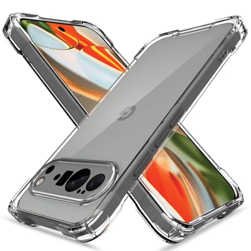 Image of Amazon Basics Back Cover for Google Pixel 10 Pro XL PC + TPU Clear Transparent Raised Edges Shockproof Protective Phone Bumper Case(Transparent)