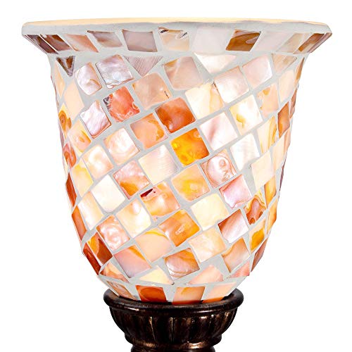 Traditional Uplight Accent Table Lamp 12" High Bronze Mosaic Glass