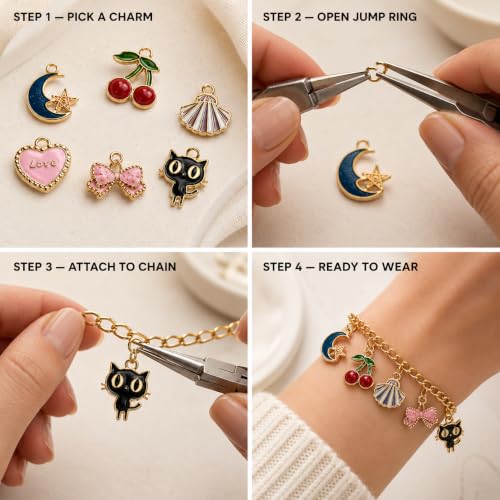 Image of Street27 DIY Jewelry Making Charms Set | Assorted Pendant Charms for Bracelets, Necklaces, Earrings, Keychains & Craft Projects | Mixed Designs for Jewelry Making Supplies