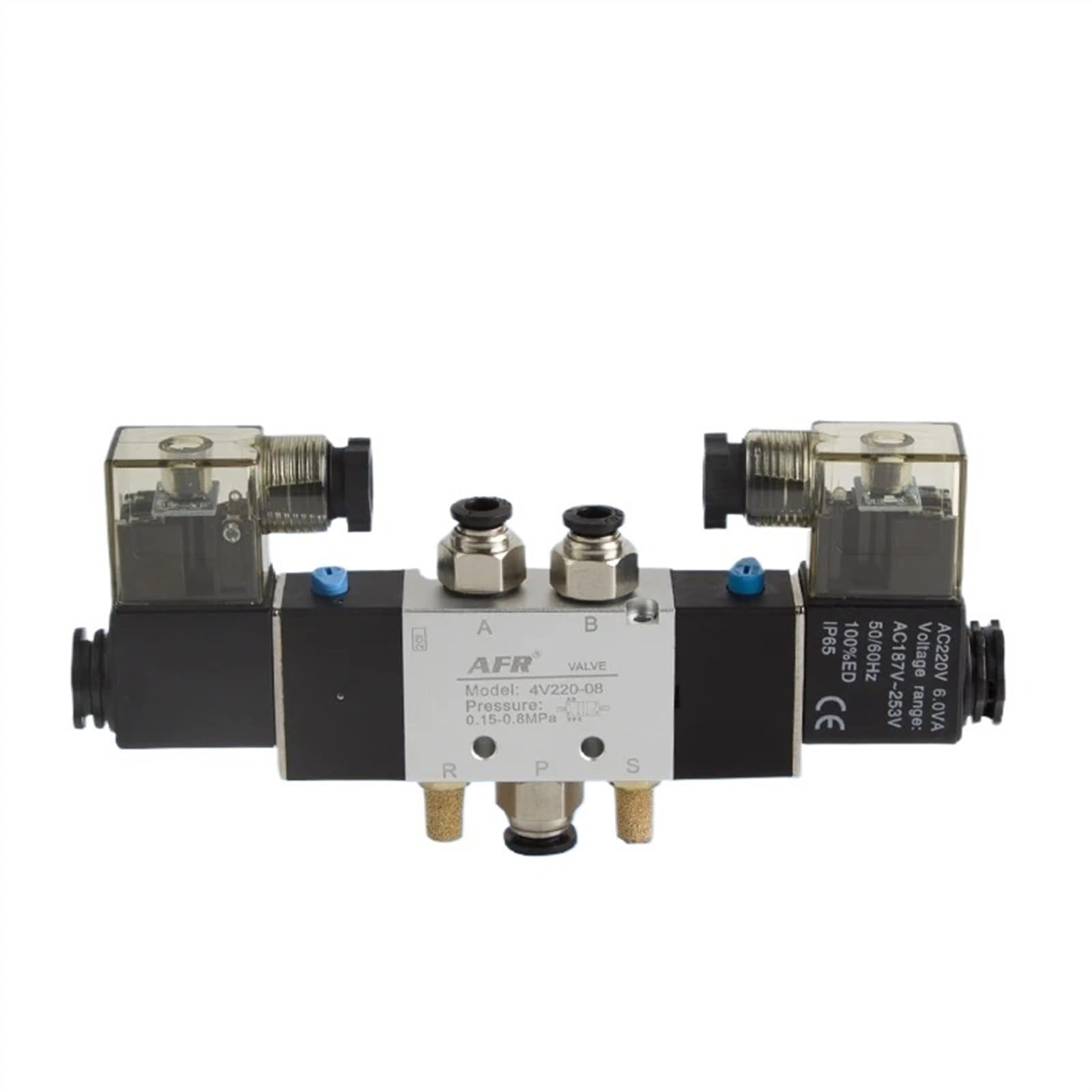 JNURGWLYH 4V220-08 Air Pneumatic Solenoid Valve 5 way 2 Position 1/4" Aluminum Alloy Internal E DC12V DC24V or AC110V AC220V(DC12V)