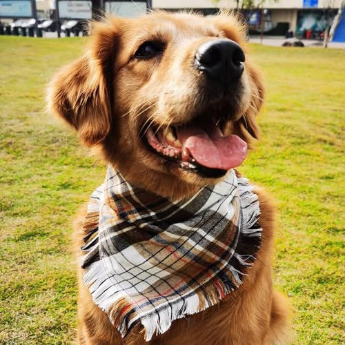 Personalisiertes Hunde-Bandana, bestickter Name, benutzerdefinierte Halsbekleidung, Hundehalstücher mit Quasten, Kanten, kariert, Weihnachtsschal, Lätzchen, Halstuch, Halsbänder für kleine und