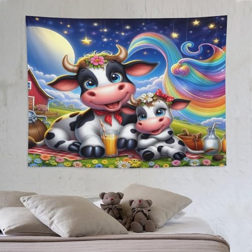 Tapisserie vache animale en tissu 150x200cm pour creer un salon cocooning et chaleureux