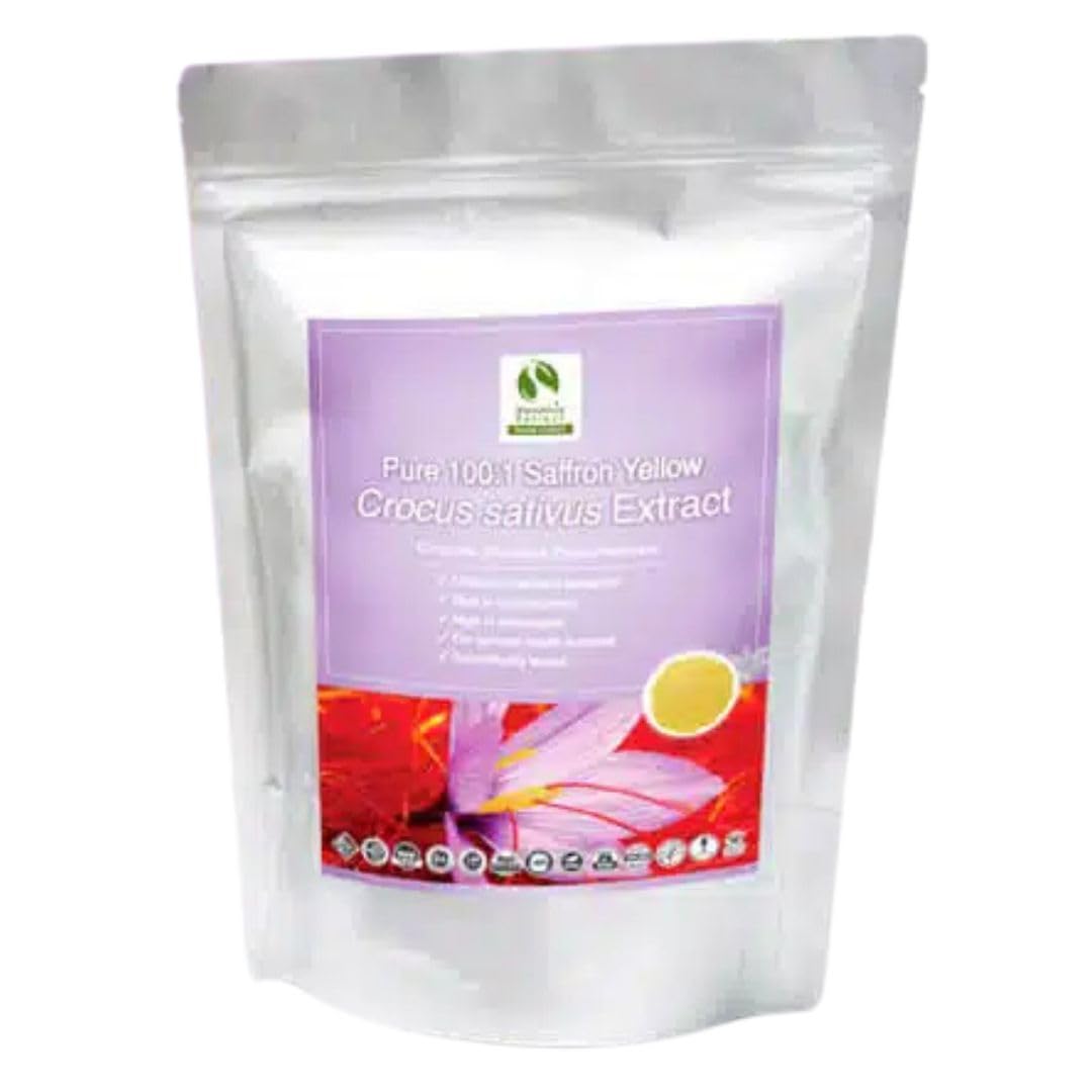 Estratto di Zafferano giallo (Crocus sativus) - Polvere 100g pura 100% naturale senza additivi - Concentrato 100:1 - Per zuppe, bevande, pasticceria