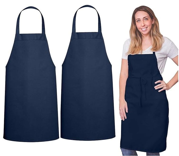 Cotton Kitchen Aprons for Men and Women Apron with 2 Front Pockets Cooking Apron (Set of 2 Pieces) - 31X25 Inches