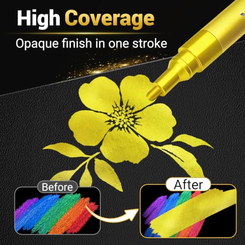Image of SFAIH Gold Paint Pens 8-Pack 0.7MM Fine & 2-3MM Medium Tips