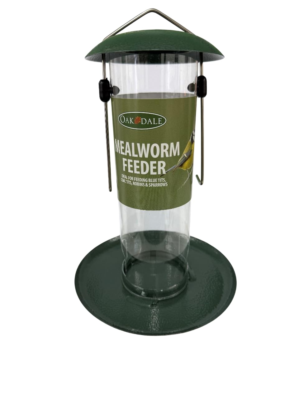 Oakdale Mealworm Feeder for Birds | Easy Clean & Refill Hanging Tray | Attracts Robins & Small Garden Birds | All-Weather Durable Design | For Trees, Feeding Stations & Gardens