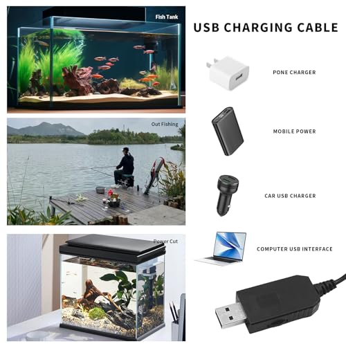 Image of 6 PCS /Set Mini Adjustable Quiet USB Nano Air Pump, Air Stone with Airline Tubing, Check Valve and Hanging Buckle for Aquarium Fish Tank Outdoor Fishing (9319)