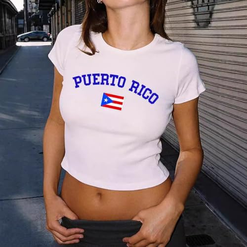 Women's Graphic Baby Tees Shirts Slim Fit Short Sleeve Brazil Shirt Mexico Crop Top 2000s Vintage Going Out Tops4