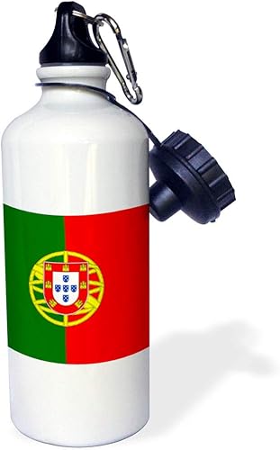 3dRose "Bandera de Portugal-Portugués rojo y verde con escudo de armas escudo-partidario fan country world" Botella de agua deportiva, 21 oz, blanco 3dRose "Bandera de Portugal-Portugués rojo y verde con escudo de armas escudo-partidario fan country world" Botella de agua deportiva, 21 oz, blanco