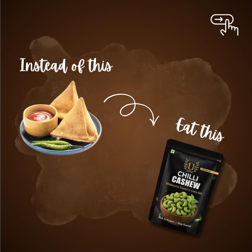 Image of Ursa U Premium Roasted Green Chilli Cashew, 100g, Gluten Free, No Added MSG, Rich in Protein and Healthy Fats, Zero Trans Fat, Zero Cholesterol