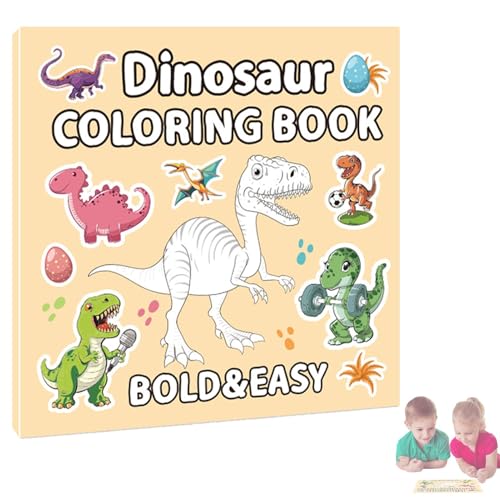 Livre de coloriage de dinosaures pour,Livre de coloriage de dinosaures pour - Livre de coloriage de dessins animés éducatifs - Livre de peinture amusant avec 40 pages, livres de coloriage de dessins
