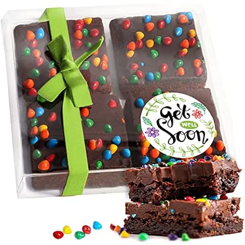Get Well Soon Gift Basket Chocolate Brownies Box For Kids and Adults After Surgery Care Package Feel Better Sick| Nut Free Cover