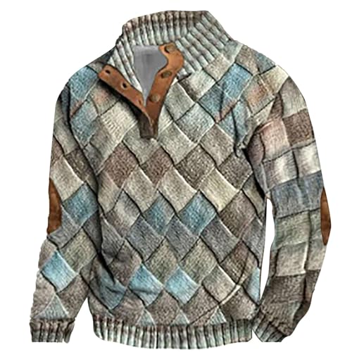 Mens Knitted Casual Sweatshirt Corduroy Button Up Shirt Collar Pullover Long Sleeve Sweaters Outdoor Sweatshirts